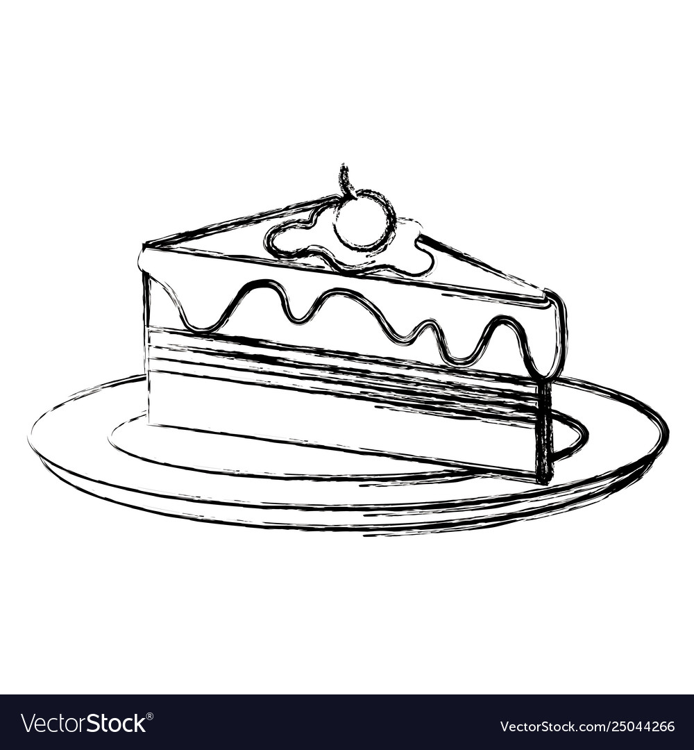 Dish with delicious cake portion Royalty Free Vector Image