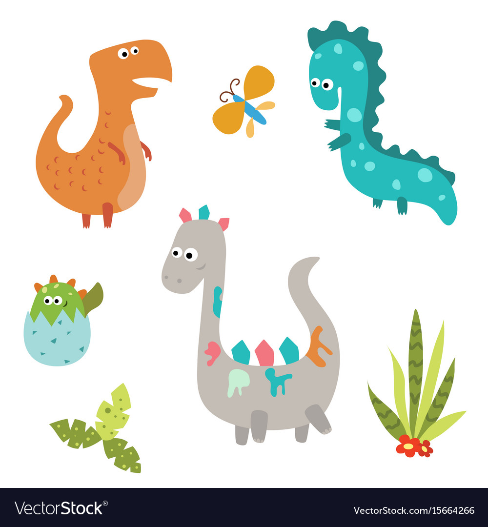 Funny cartoon dinosaurs Royalty Free Vector Image