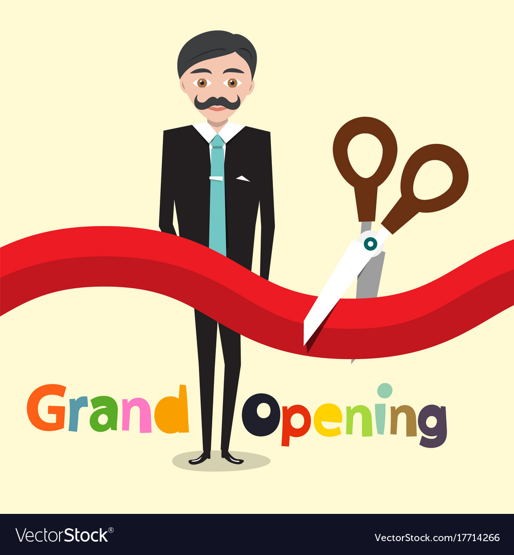 grand opening flat design cartoon with business vector image