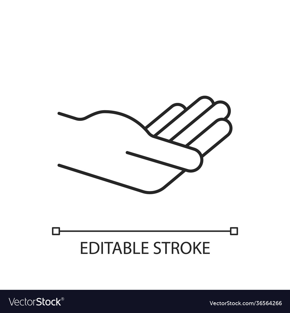Hand holding something linear icon vector image Hand holding something linear icon