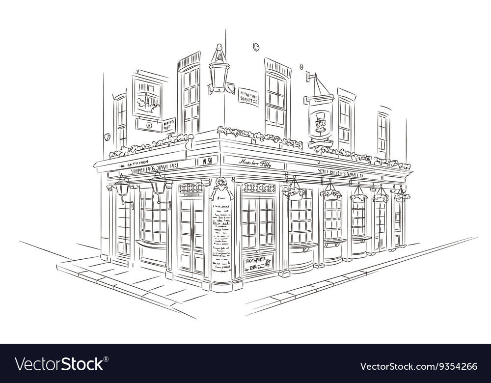 London pub sketch Royalty Free Vector Image VectorStock