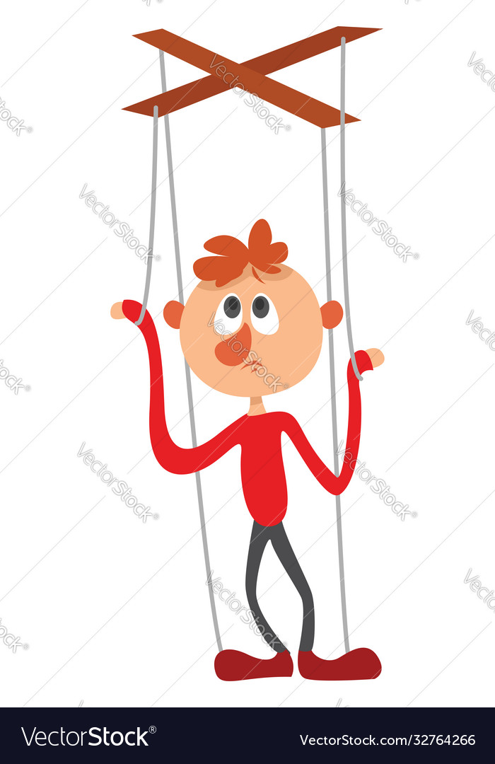 Marionette on ropes white background Royalty Free Vector