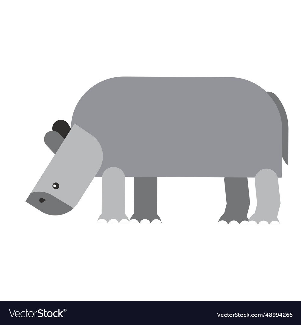 Rhino rhinoceros fat flat rounded geometric Vector Image