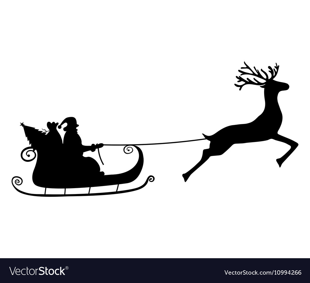 Santa claus rides in a sleigh harness Royalty Free Vector