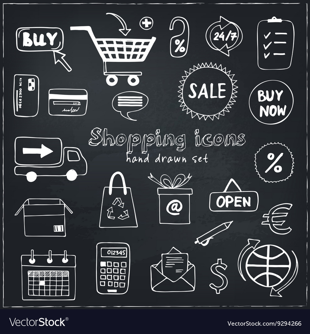 Set of doodle sketch shopping icons