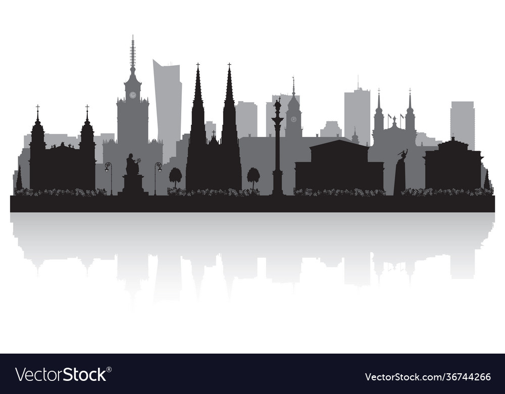 Warsaw poland city skyline silhouette Royalty Free Vector