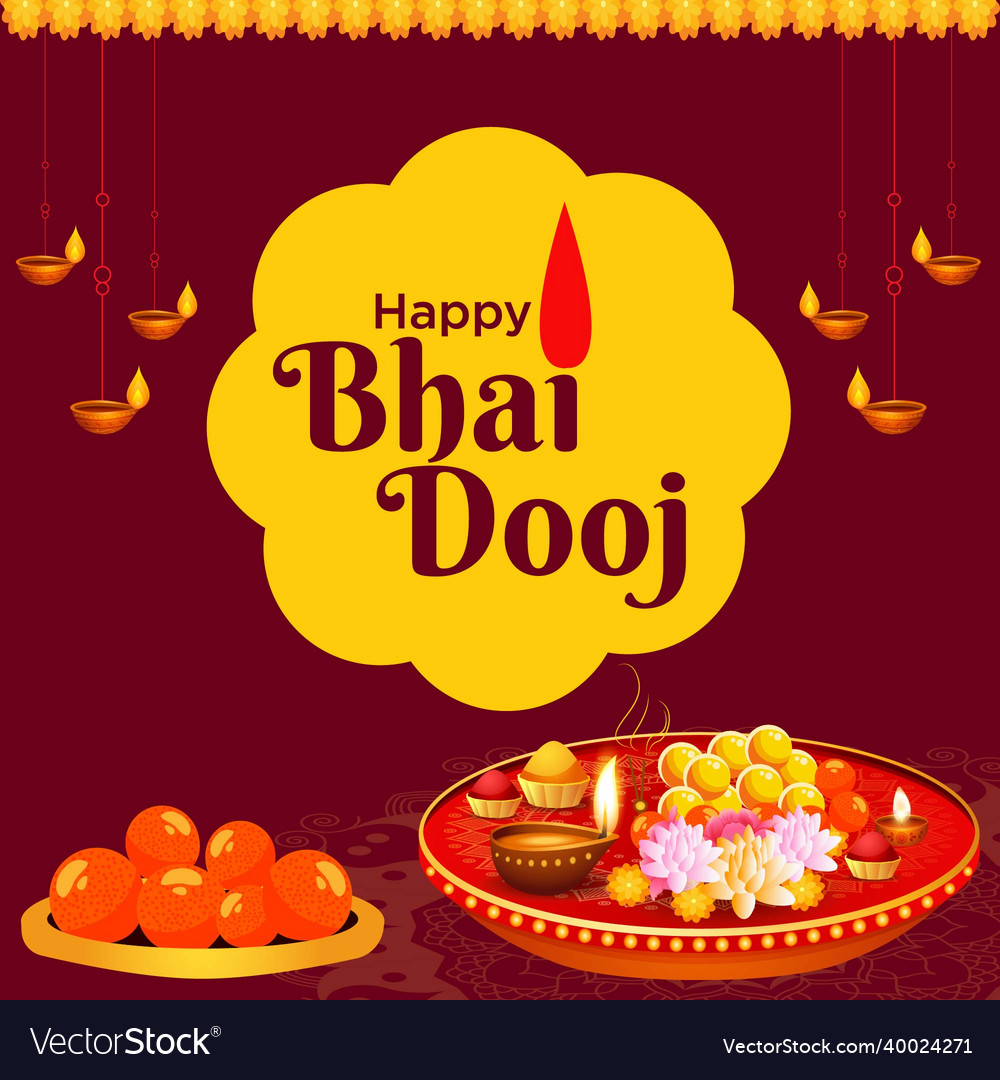 Banner design of happy bhai dooj Royalty Free Vector Image