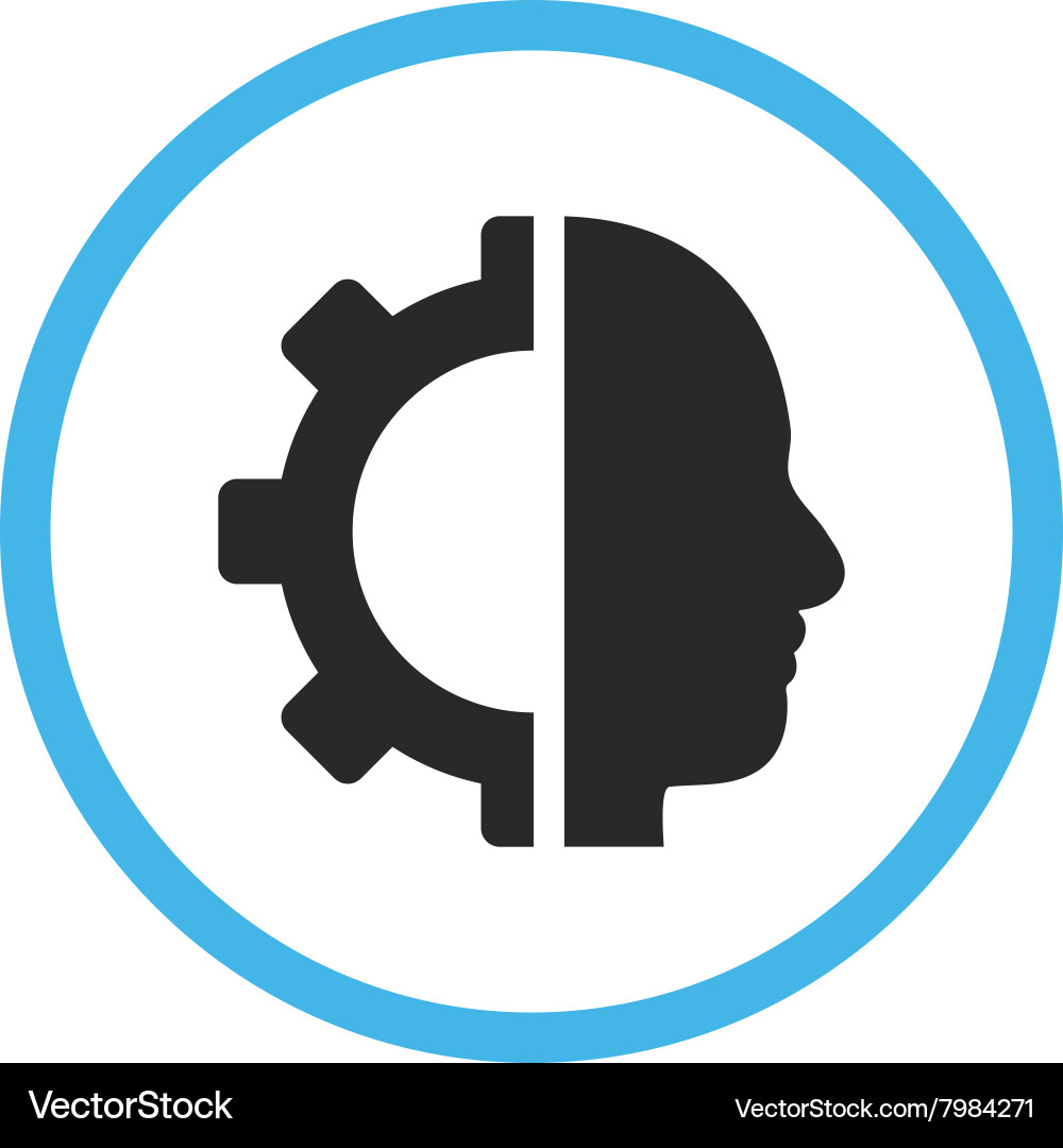 Cyborg gear flat rounded icon Royalty Free Vector Image