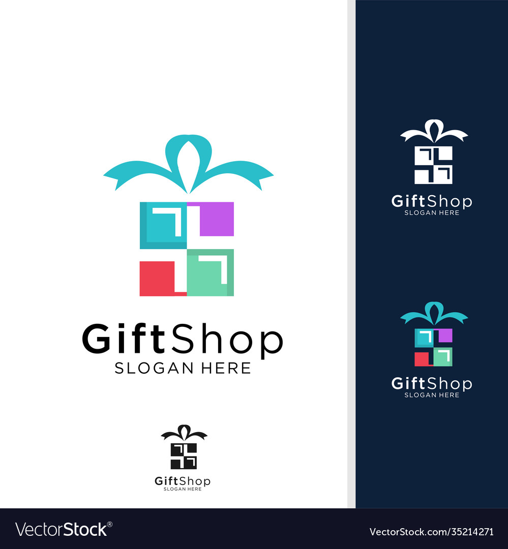 Gift shop logo design concept template Royalty Free Vector