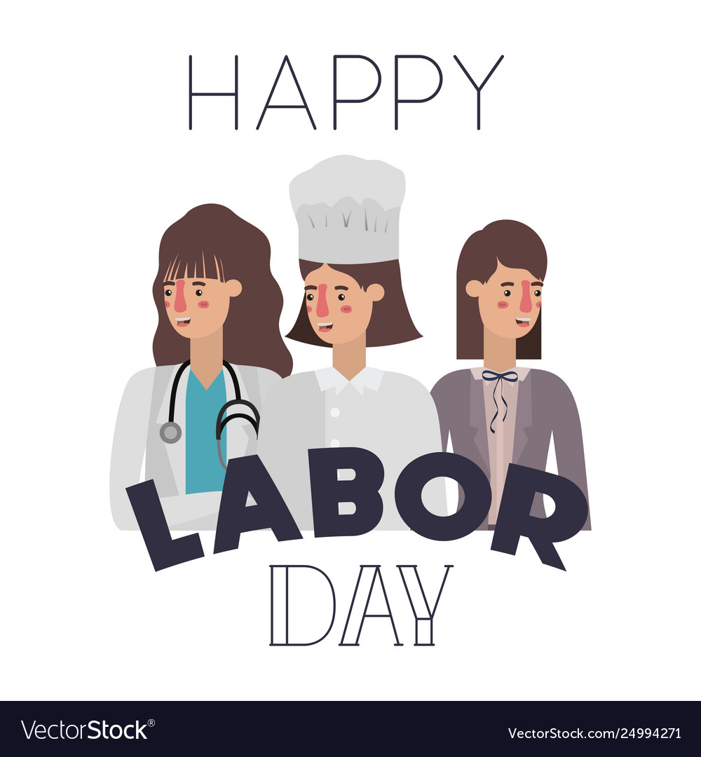 Group professionals with happy labor day avatar