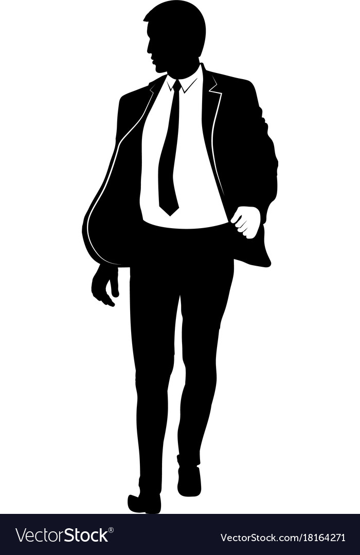 Silhouette a walking man in a suit and tie Vector Image