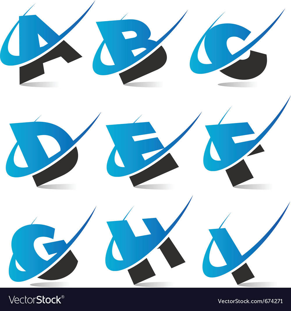 Swoosh alphabet logo set 1 Royalty Free Vector Image