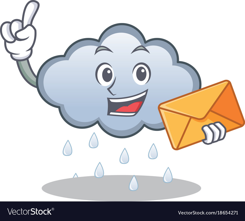 With envelope rain cloud character cartoon Vector Image