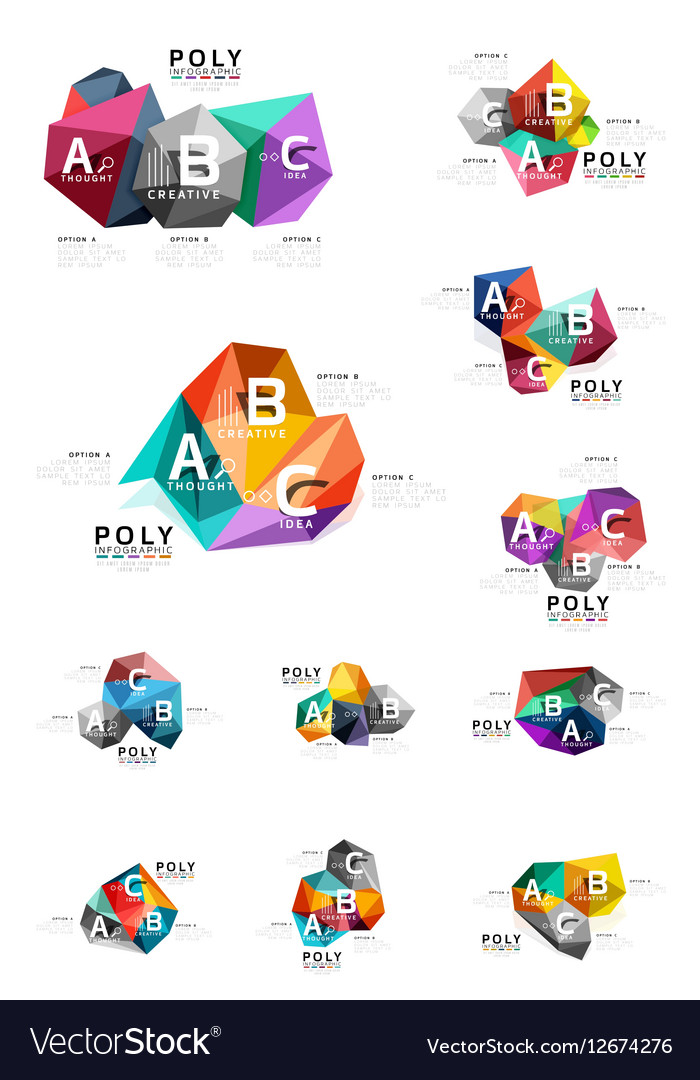 Abstract low poly infographics template