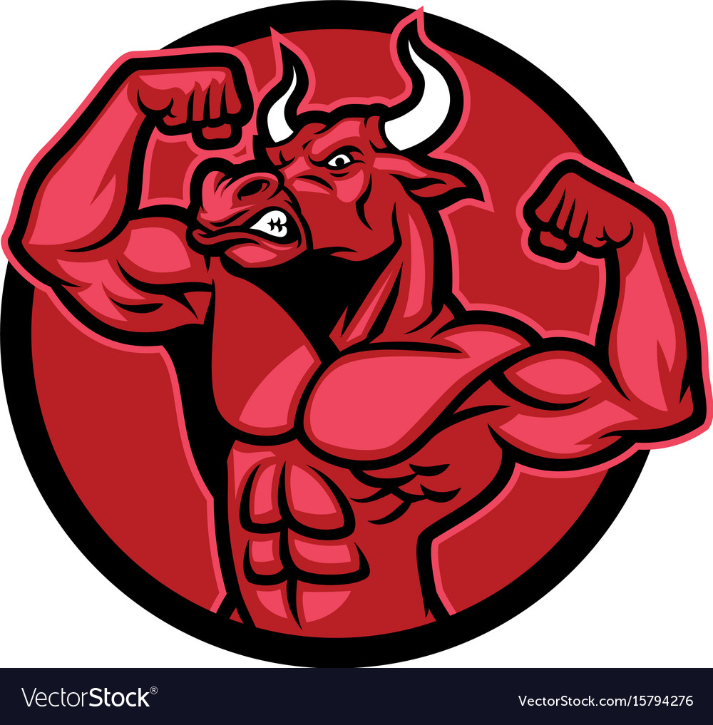 Bull bodybuilder pose and showing his muscular Vector Image