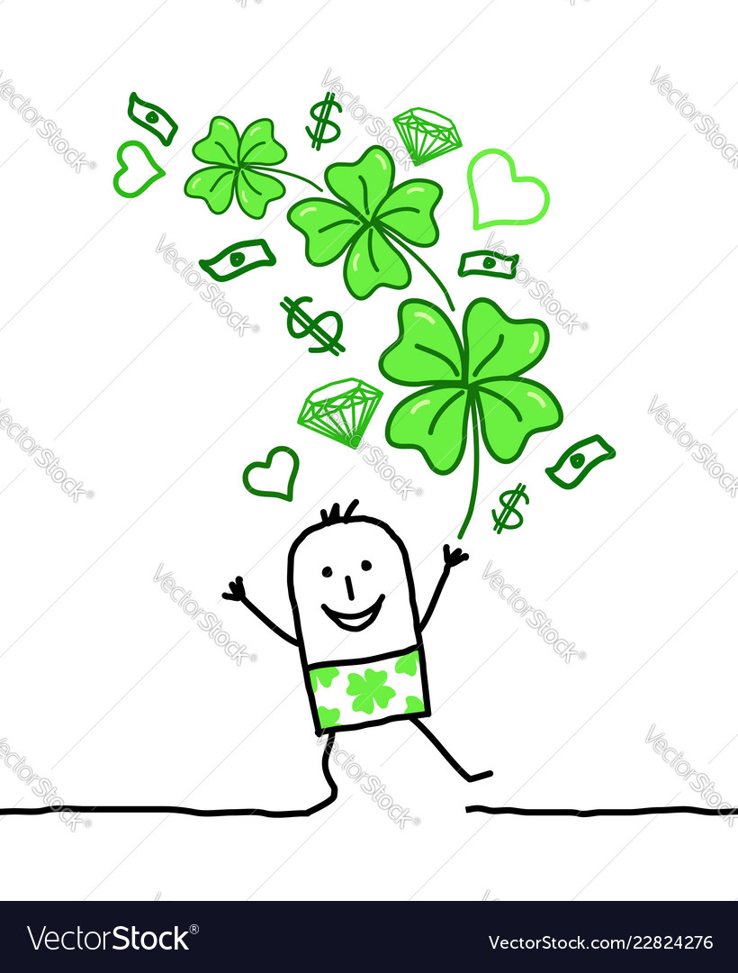 Hand drawn cartoon characters - lucky man Vector Image