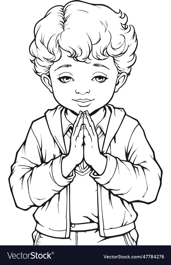 Praying kid Royalty Free Vector Image - VectorStock