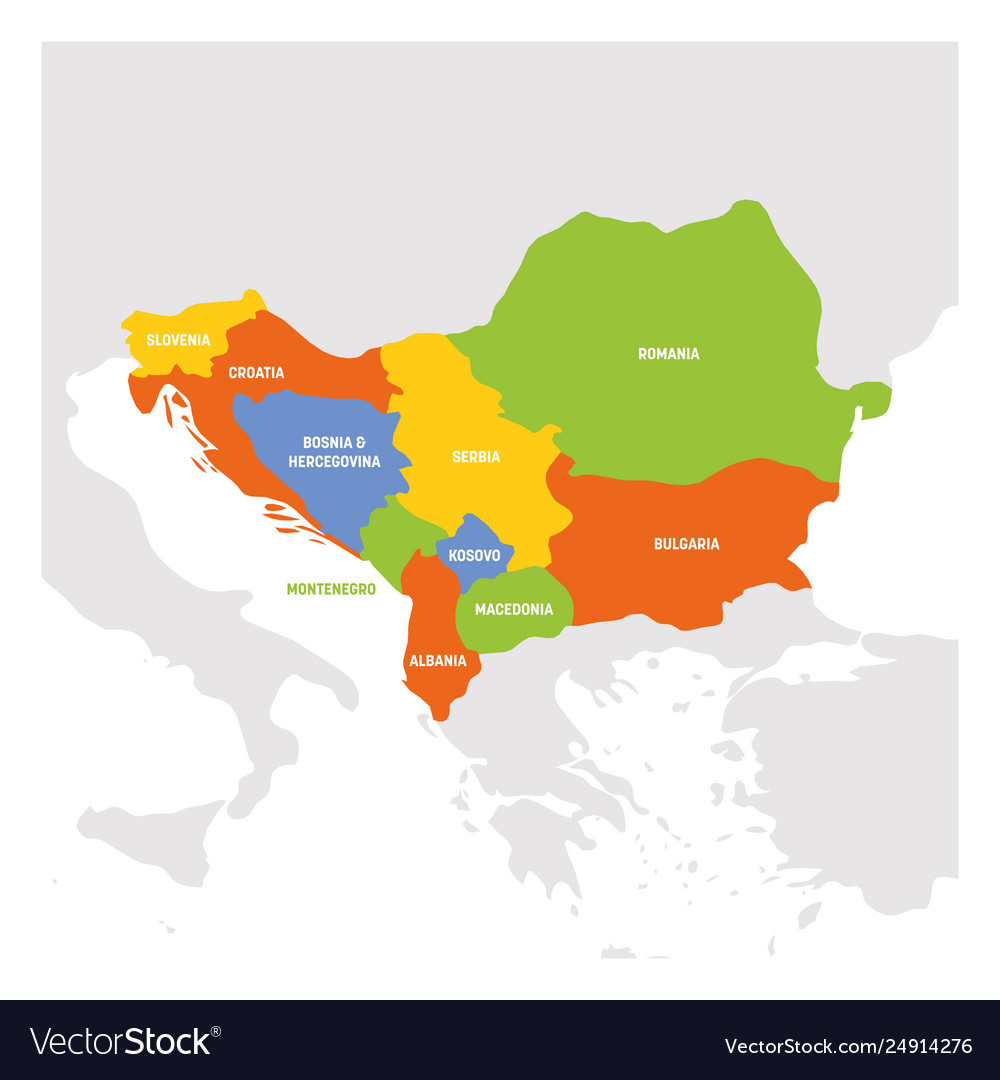 Map Of South East Europe Southeast Europe Region Map Countries Royalty Free Vector