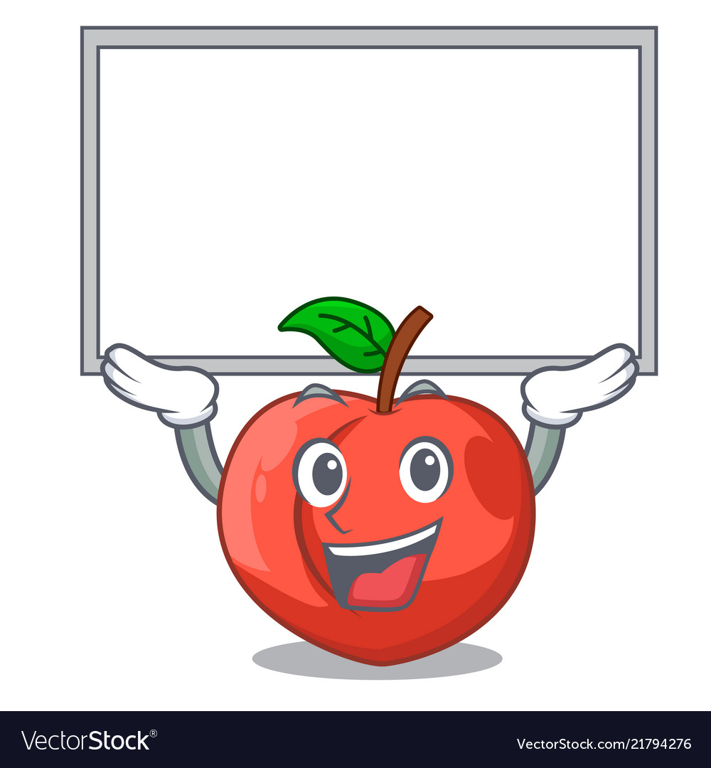 Up board nectarine with leaf isolated on cartoon Vector Image