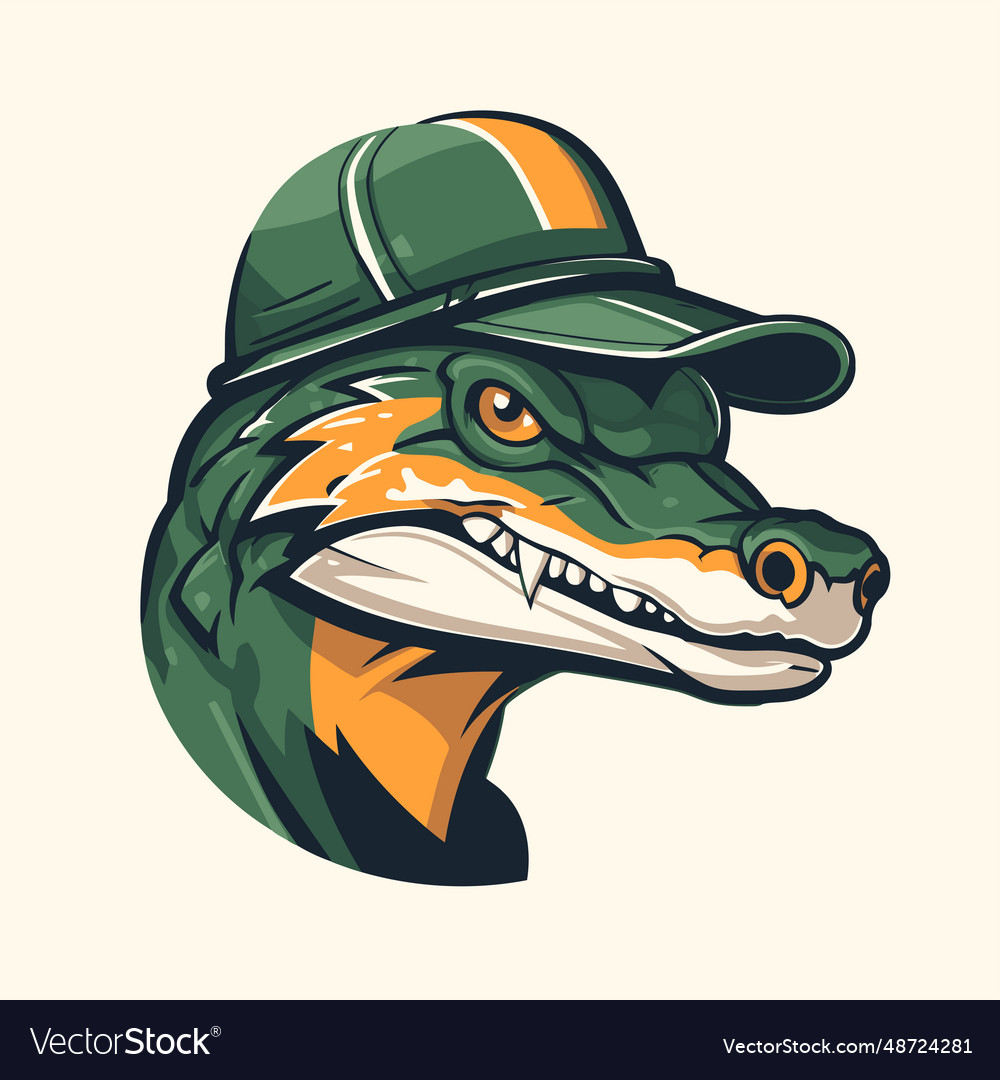 A alligator head in baseball cap and visor Vector Image