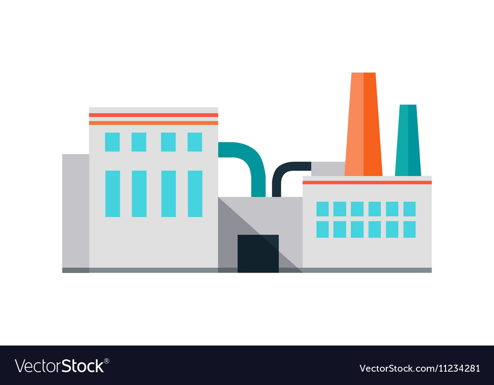 Factory building in flat Royalty Free Vector Image