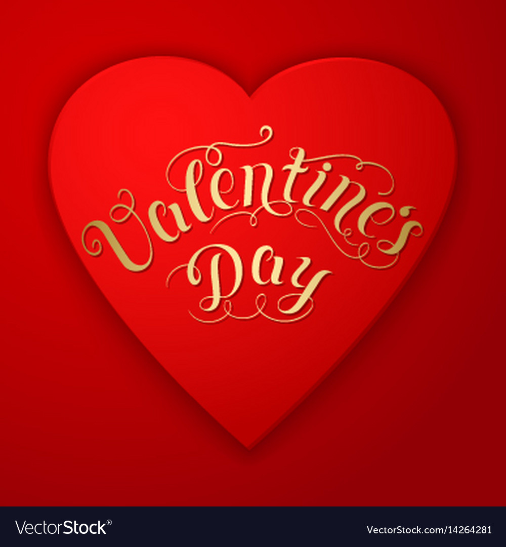 Happy valentines day card with big red heart Vector Image