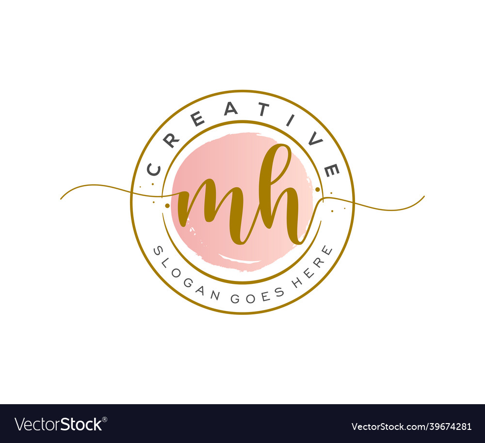 Initial mh feminine logo beauty monogram