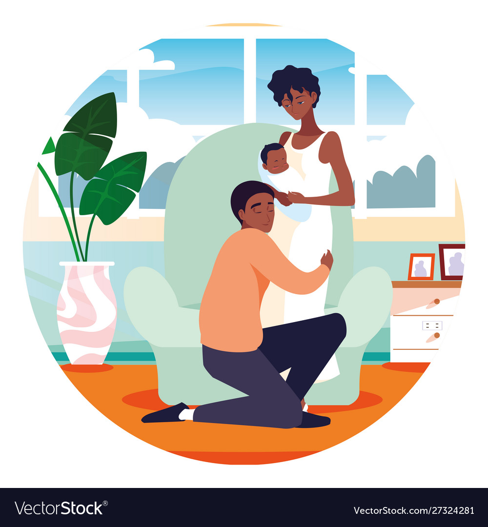 Isolated mother and father with baby design