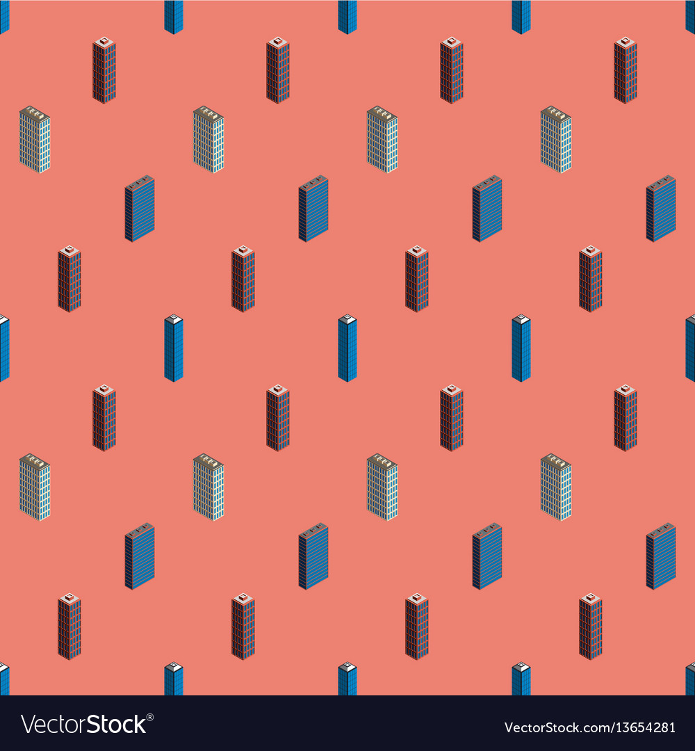 Isometric buildings seamless pattern