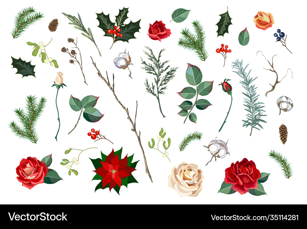 Set christmas elements Royalty Free Vector Image