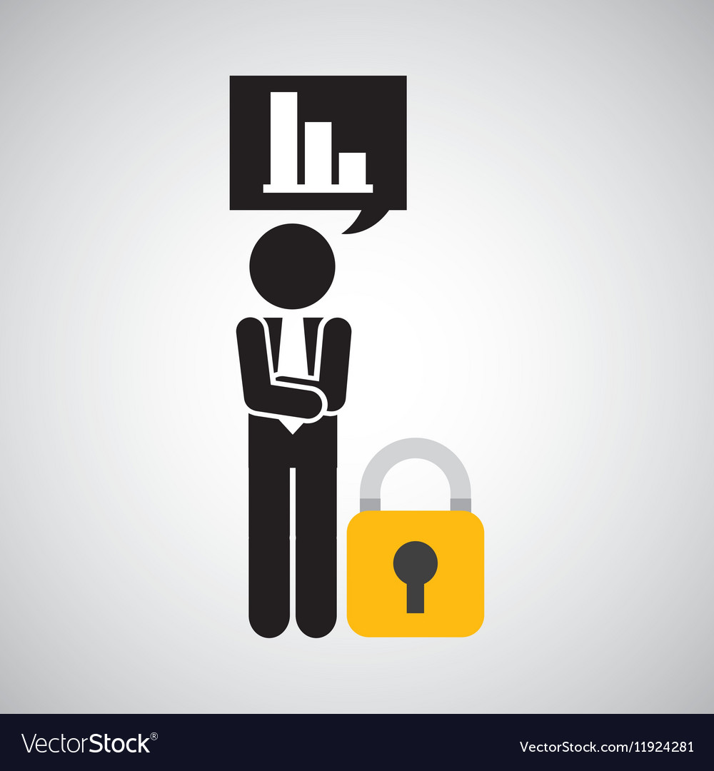 Silhouette businessman graphs security