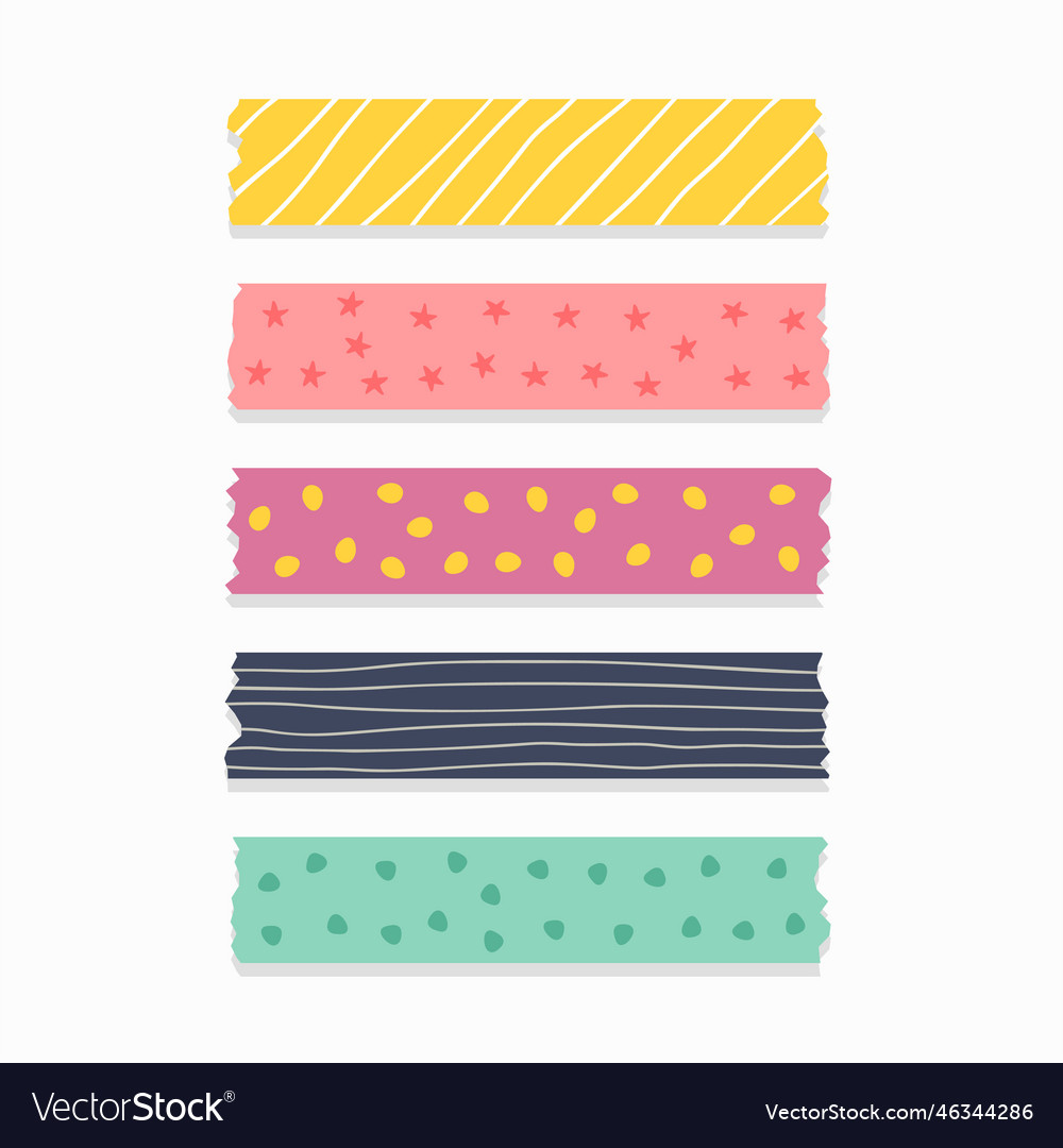 Cute patterned ribbon or scrapbook tape set Vector Image