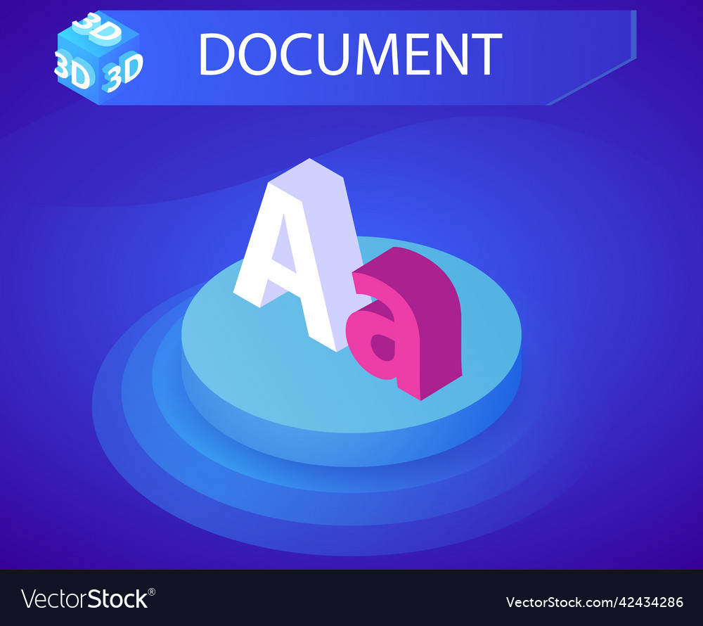 Document isometric design icon web 3d colorful