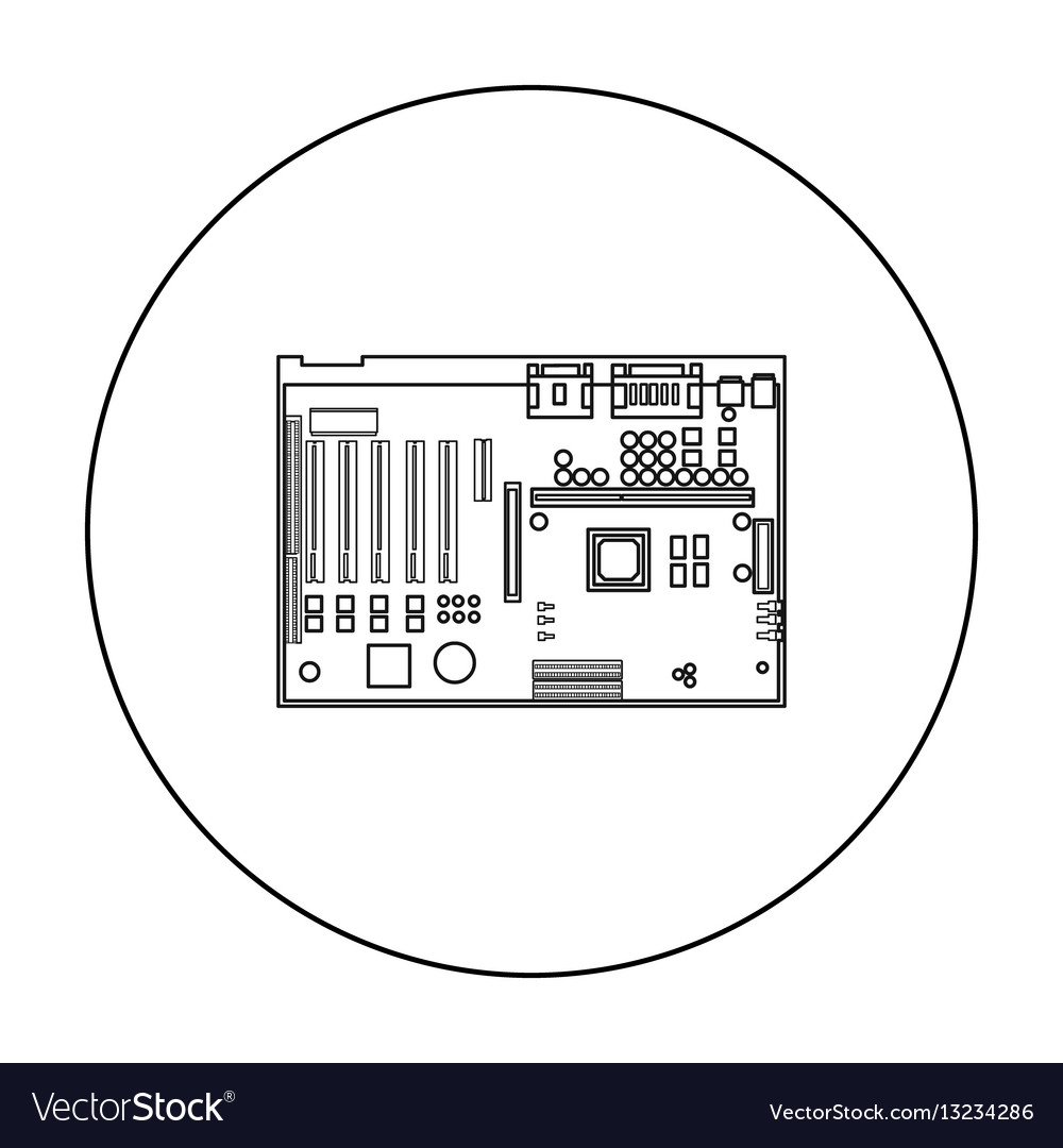 Motherboard icon in outline style isolated