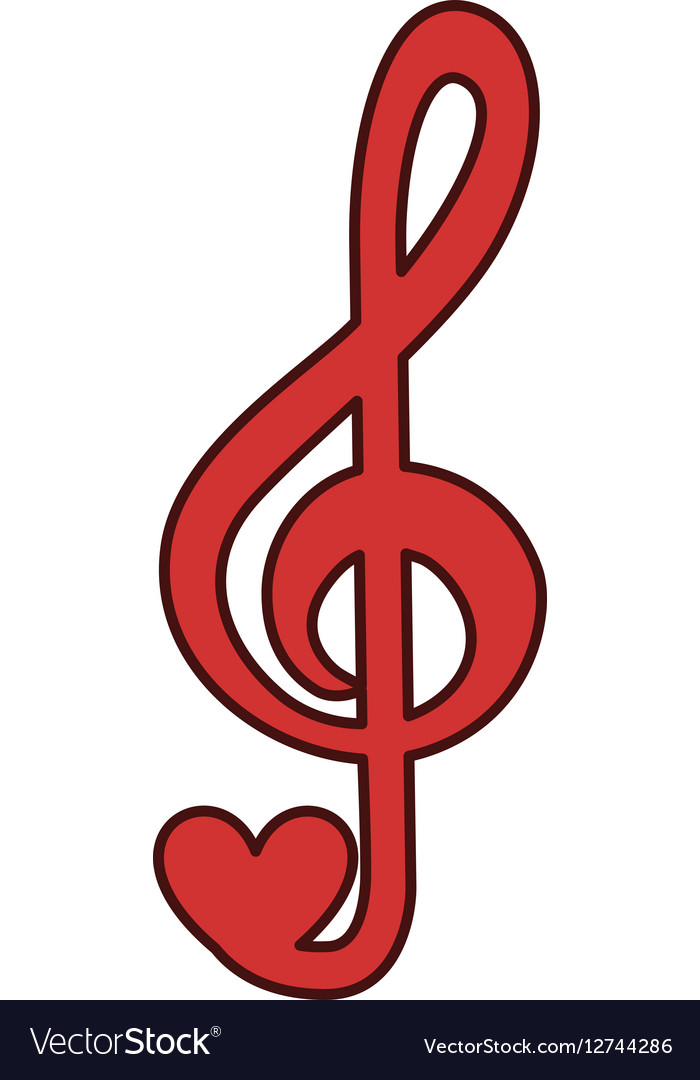 Music note with heart Royalty Free Vector Image