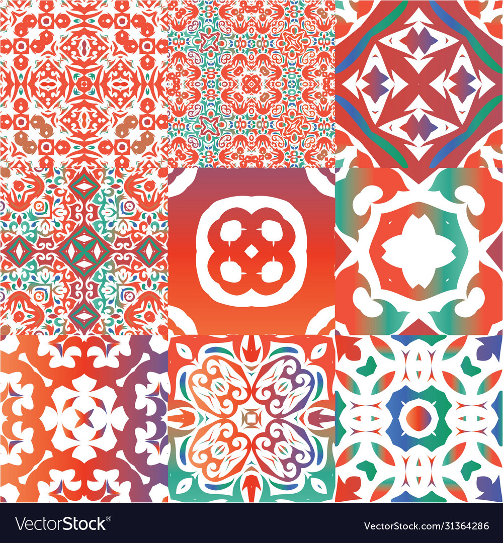 National colored motives in ethnic ceramic tile Vector Image