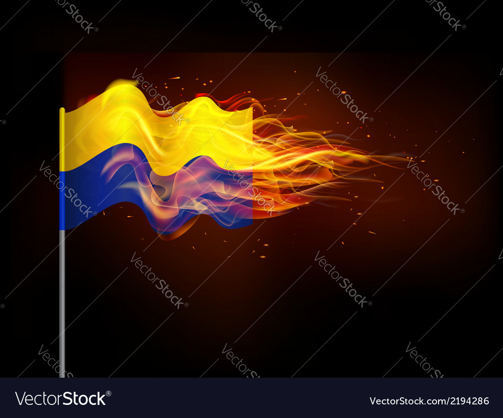 Ukrainian flag in flames the problem of armed