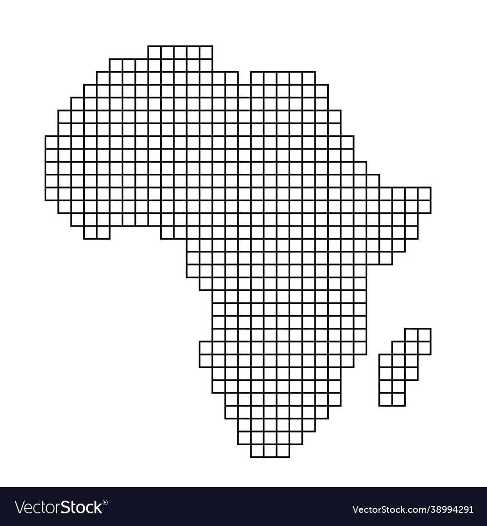 Africa map silhouette from black pattern mosaic