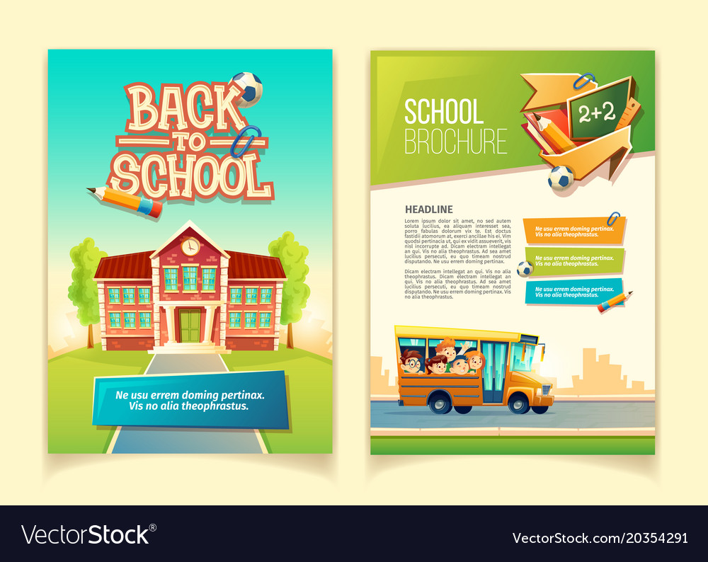 Back to school brochure cartoon template Vector Image In School Brochure Design Templates