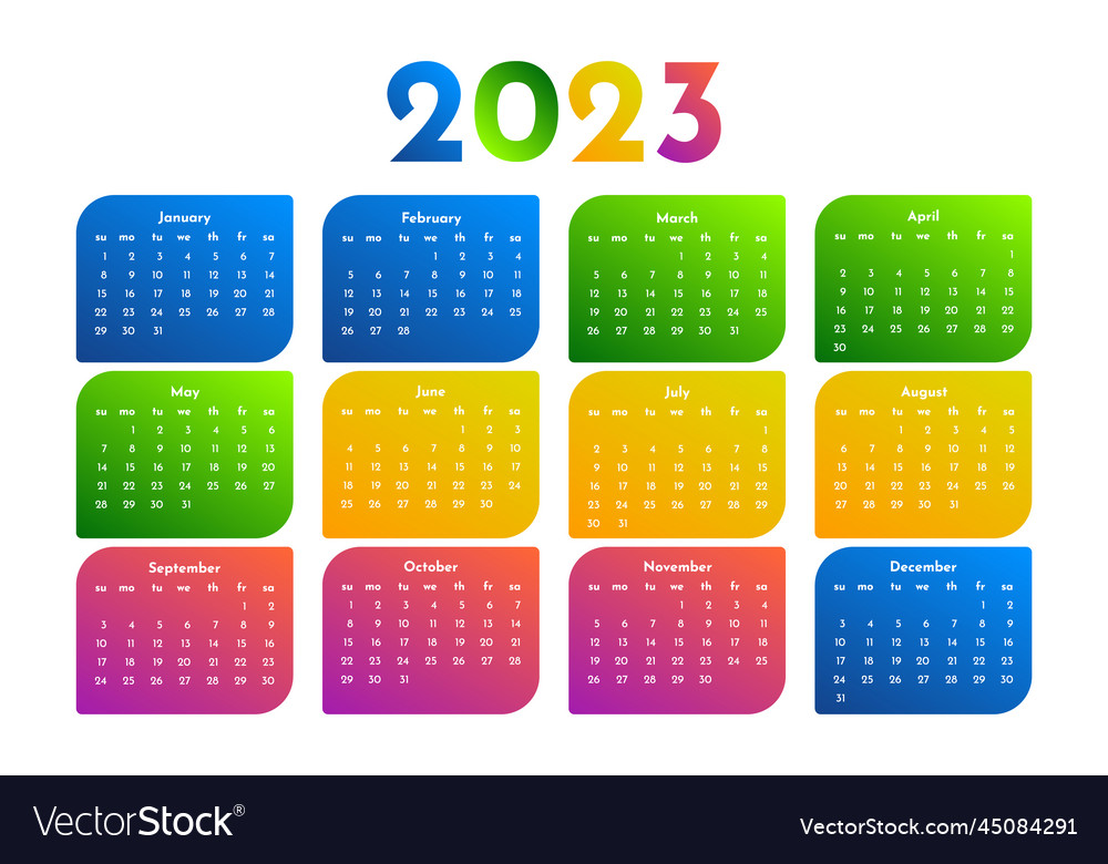 Calendar For 2023 Isolated On A White Background Vector Image