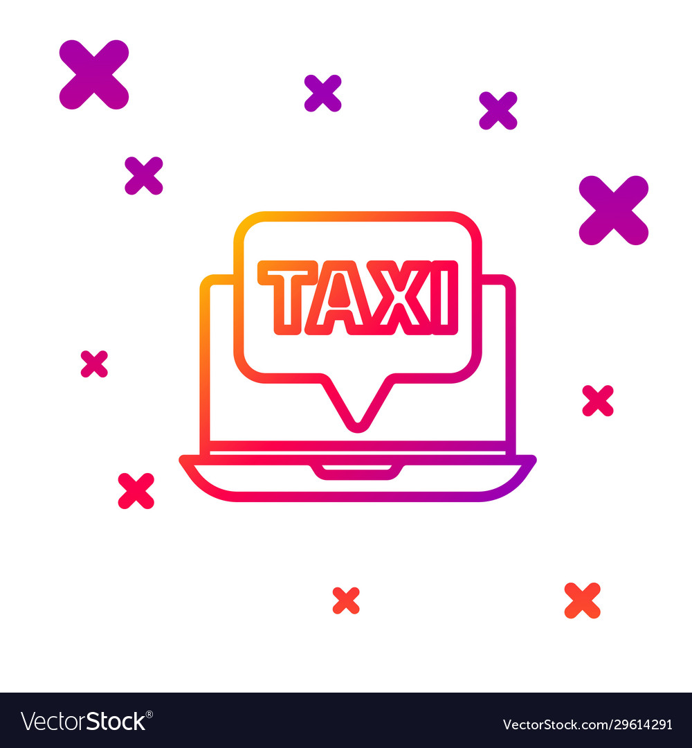 Farblinie Laptop Call Taxi Service Icon isoliert