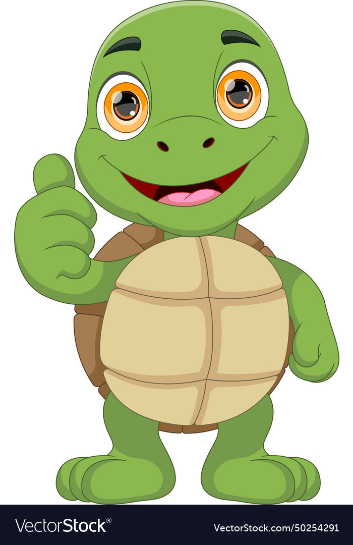 Cute turtle thumbs up cartoon Royalty Free Vector Image