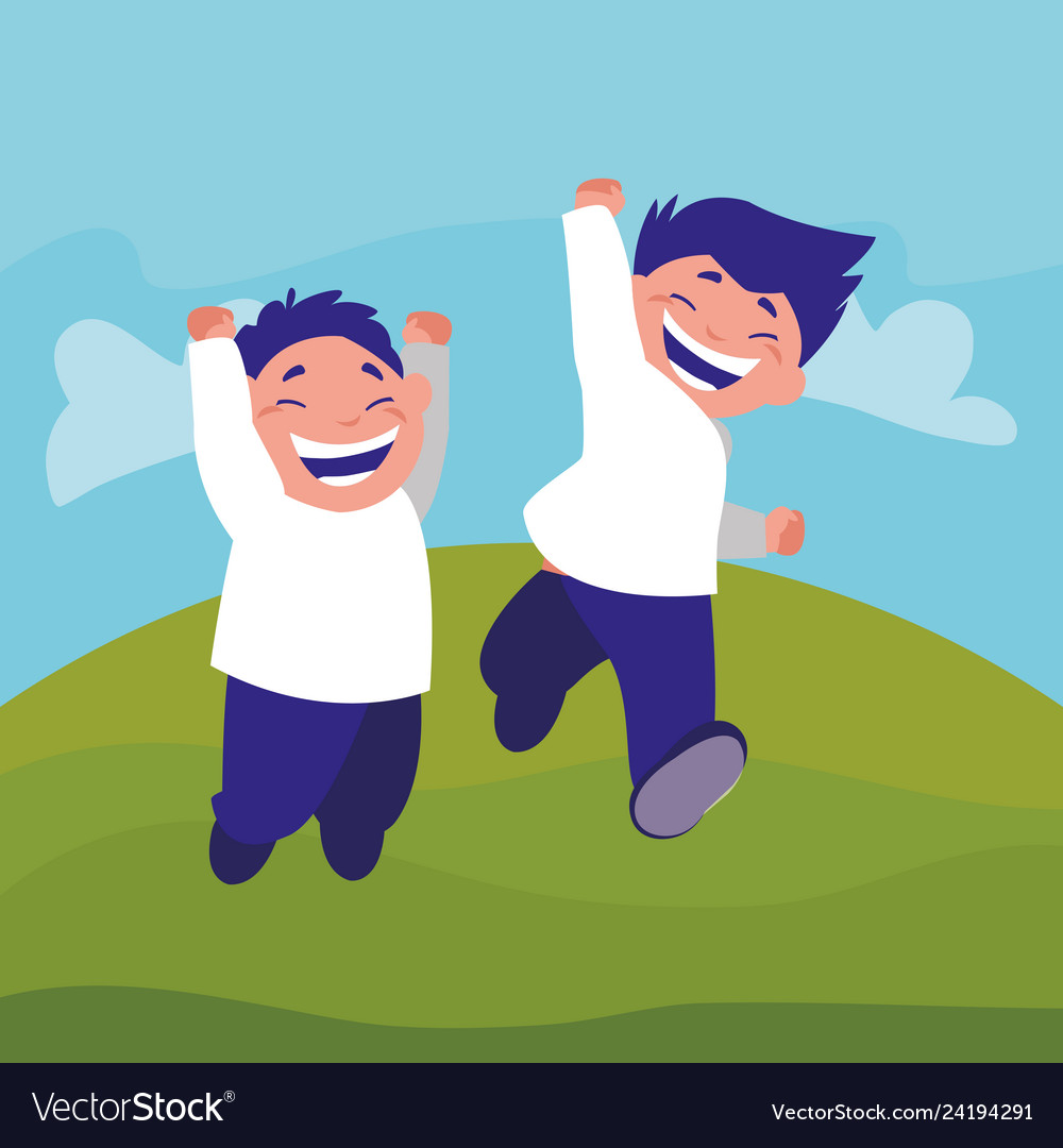 Happy Fat Boys Celebrating In The Camp Royalty Free Vector