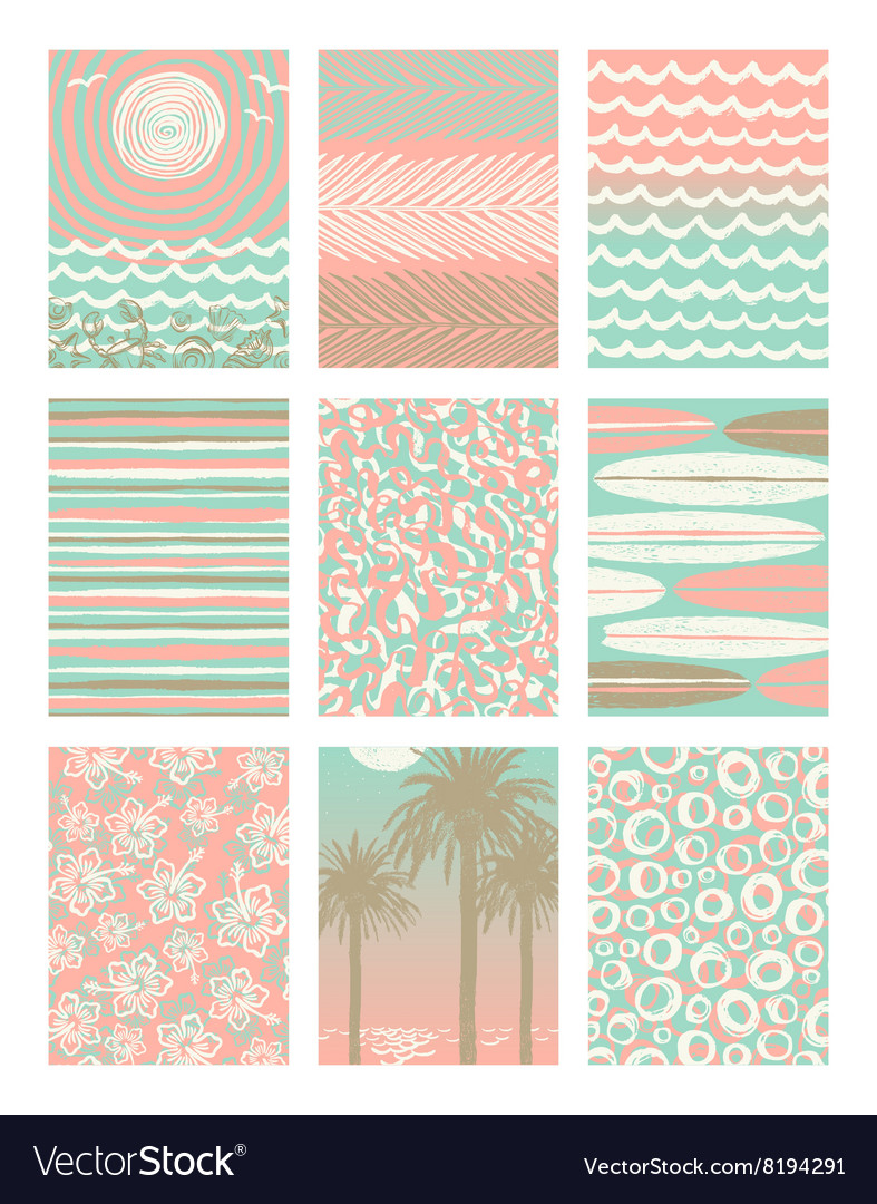 set of summer vacation poster backgrounds vector image