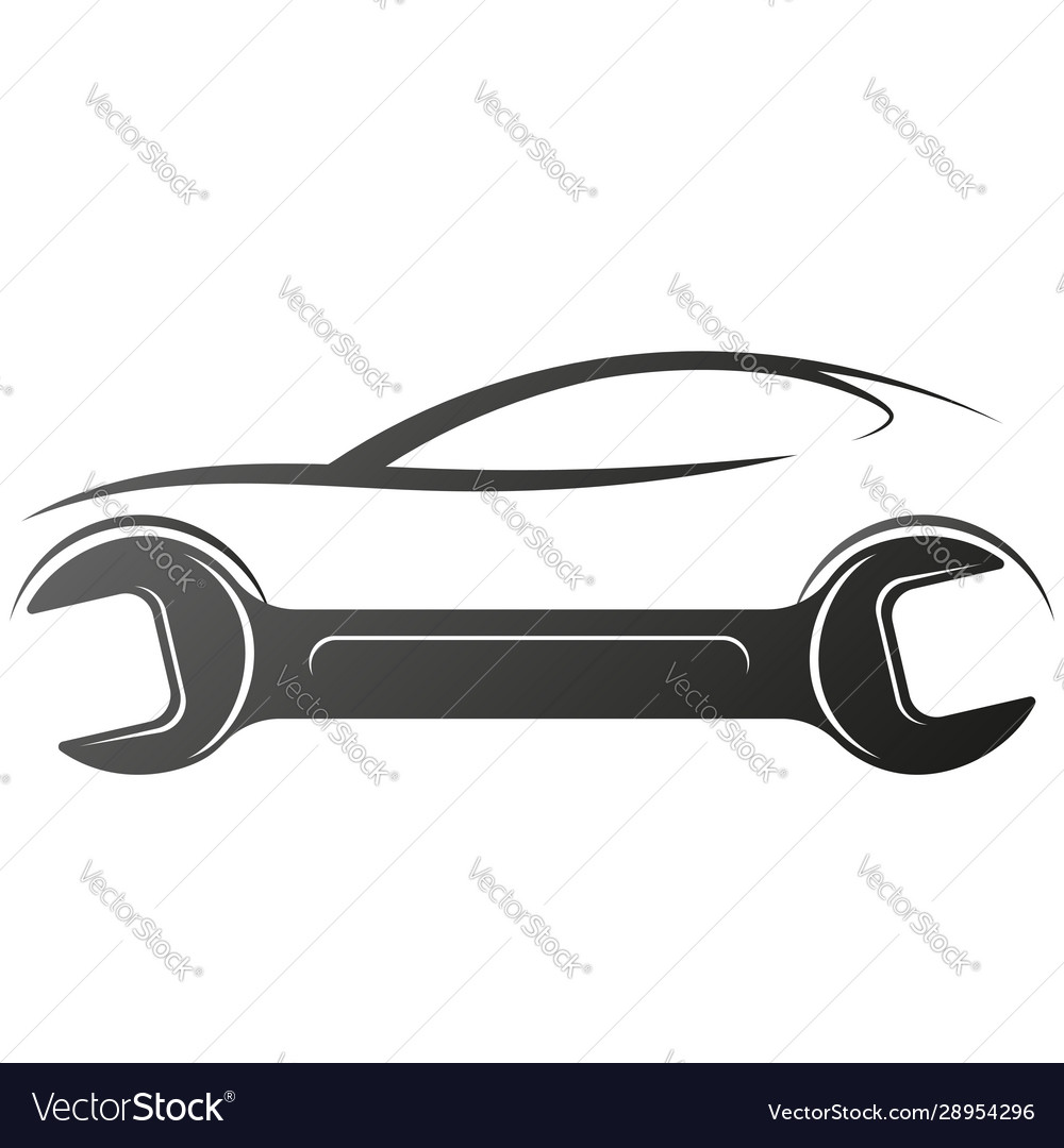 Auto wrench repair and service symbol Royalty Free Vector