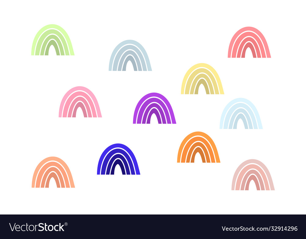 Boho rainbow set icons isolated on white