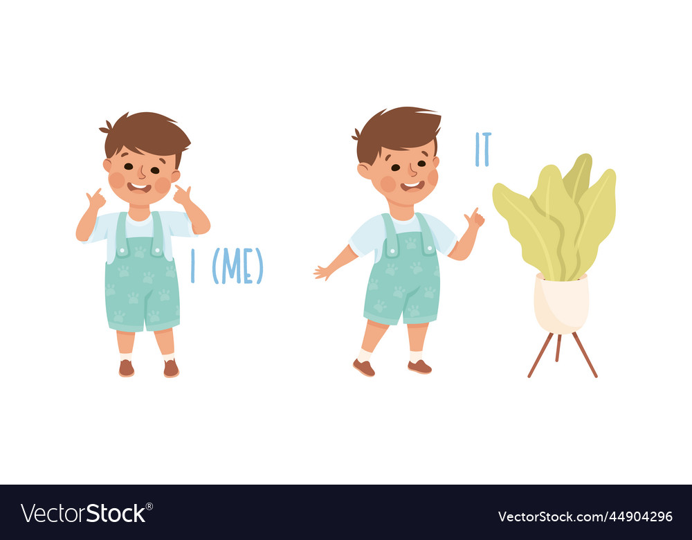 English subject pronoun with funny boy Royalty Free Vector