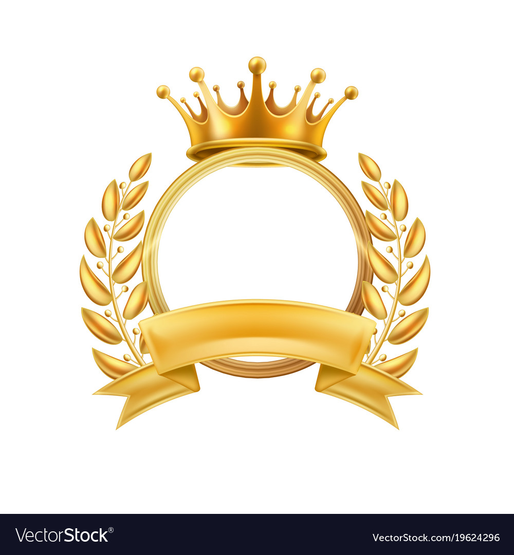 Download Gold crown laurel wreath winner frame isolated Vector Image