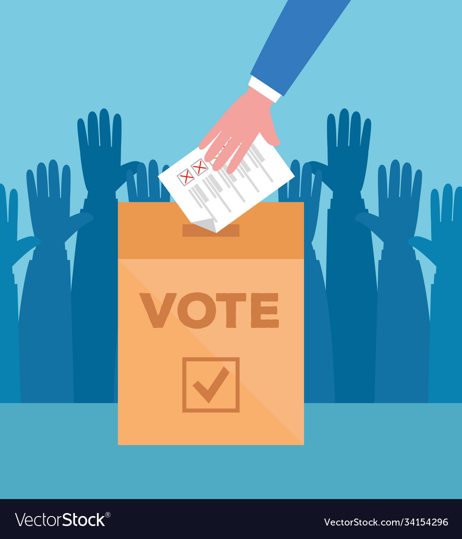 Hand holding vote paper and box design Royalty Free Vector