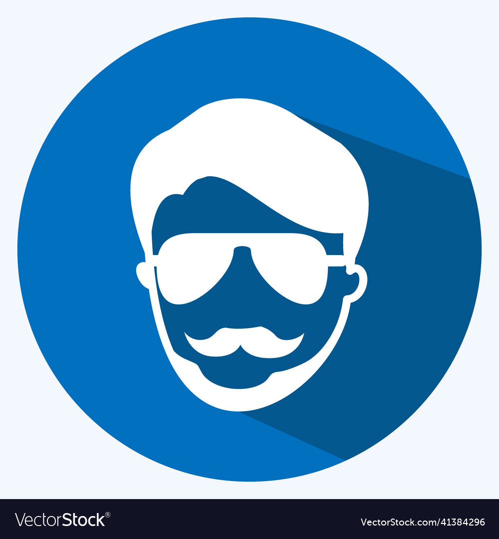 Hipster man icon in trendy long shadow style Vector Image Hipster man icon in trendy long shadow style Vector Image